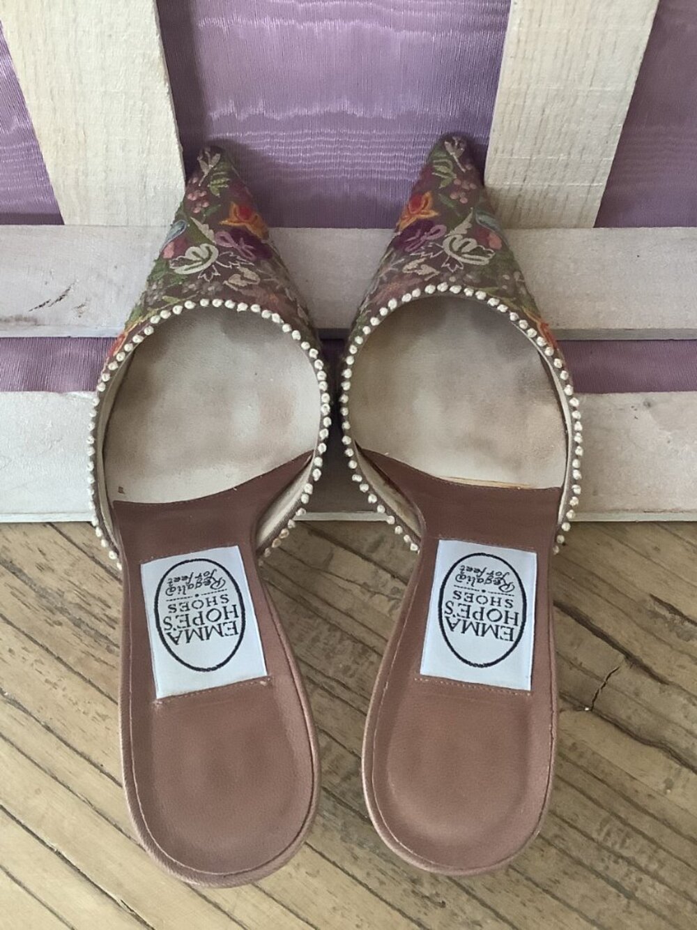 Vintage Emma Hope's Shoes Regalia for Feet Embroidered Heels Size 6 1/2M - Picture 5 of 9